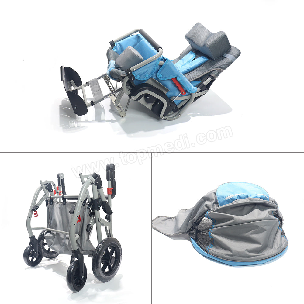 Heavy-Duty CP Wheelchair Stroller – Foldable & Reclining