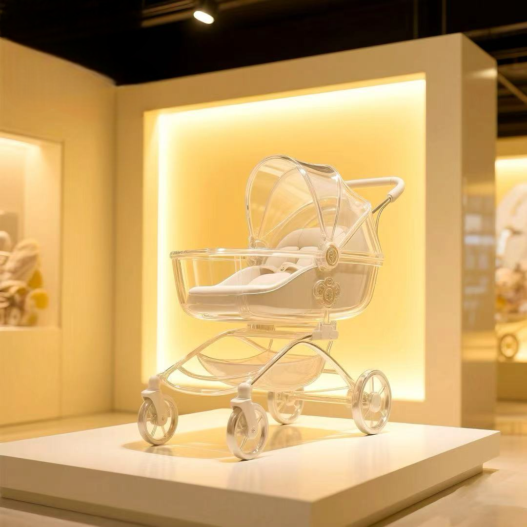 Luxury Acrylic Double Decker Baby Stroller – Clear Design